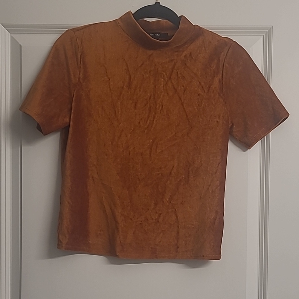 Brown Velvet Cropped Shirt